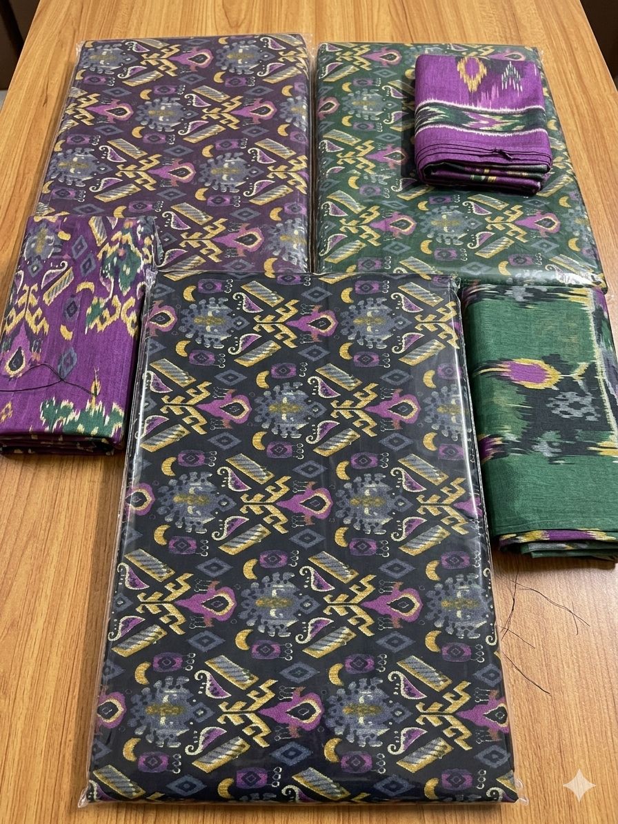 Blue Digital Printed Crepe Fabric